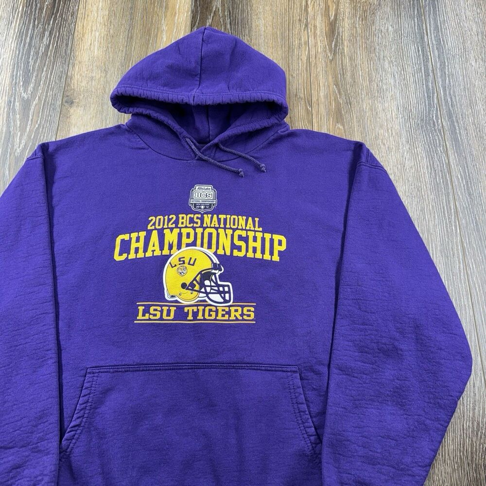 Vintage LSU Tigers Hoodie Mens XXL Purple Sweatshirt 2012 Football Championship